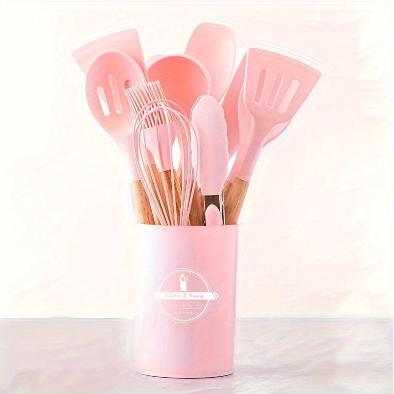 12PCS Wooden Handle Silicone Kitchen Utensil Set