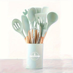12PCS Wooden Handle Silicone Kitchen Utensil Set
