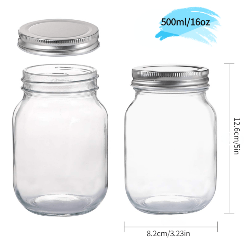 12 Pack 16oz Mason Jars with Sealed Lids for Kitchen Storage