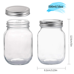 12 Pack 16oz Mason Jars with Sealed Lids for Kitchen Storage
