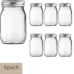 12 Pack 16oz Mason Jars with Sealed Lids for Kitchen Storage