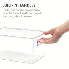 Clear Plastic Food Storage Bins With Handles for Refrigerators Freezers Cabinets