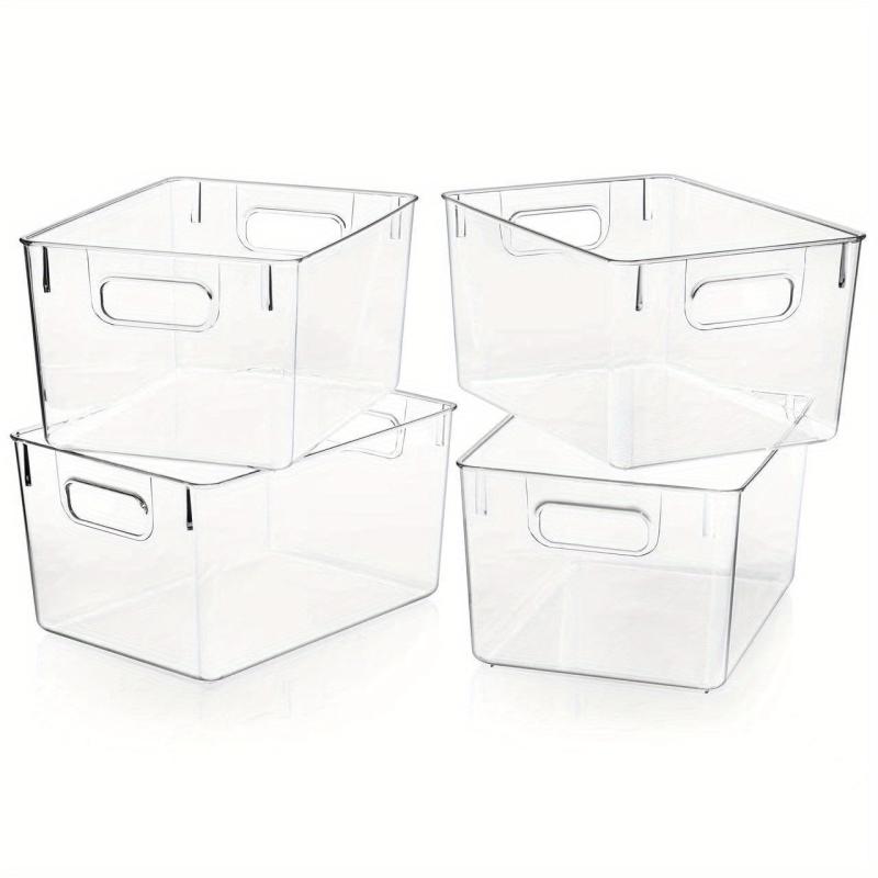 Clear Plastic Food Storage Bins With Handles for Refrigerators Freezers Cabinets