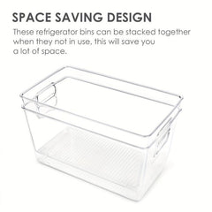 Clear Plastic Food Storage Bins With Handles for Refrigerators Freezers Cabinets