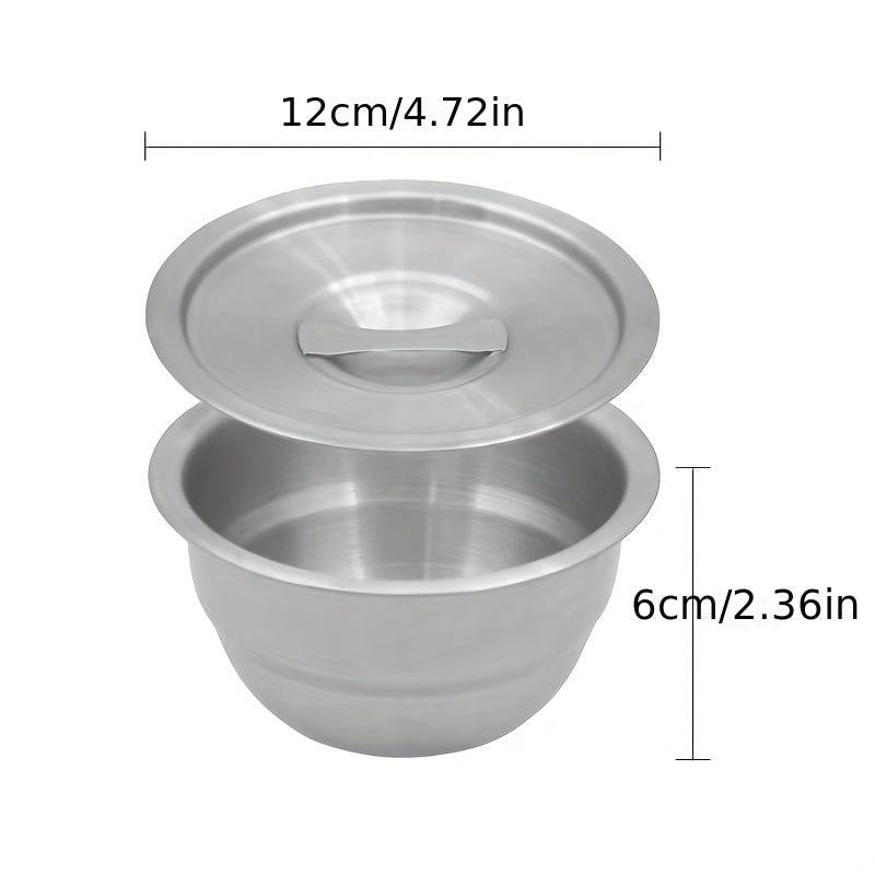 304 Stainless Steel Deep Small Bowl with Lid for Steaming Eggs, Food Storage