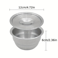 304 Stainless Steel Deep Small Bowl with Lid for Steaming Eggs, Food Storage