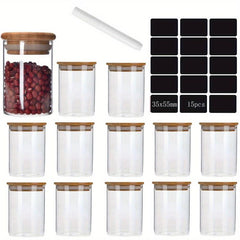 12pc High Borosilicate Glass Candy Jars, 4oz & 8oz Storage, Sealed Lids