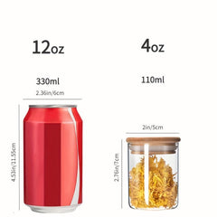 12pc High Borosilicate Glass Candy Jars, 4oz & 8oz Storage, Sealed Lids