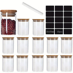 12pc High Borosilicate Glass Candy Jars, 4oz & 8oz Storage, Sealed Lids