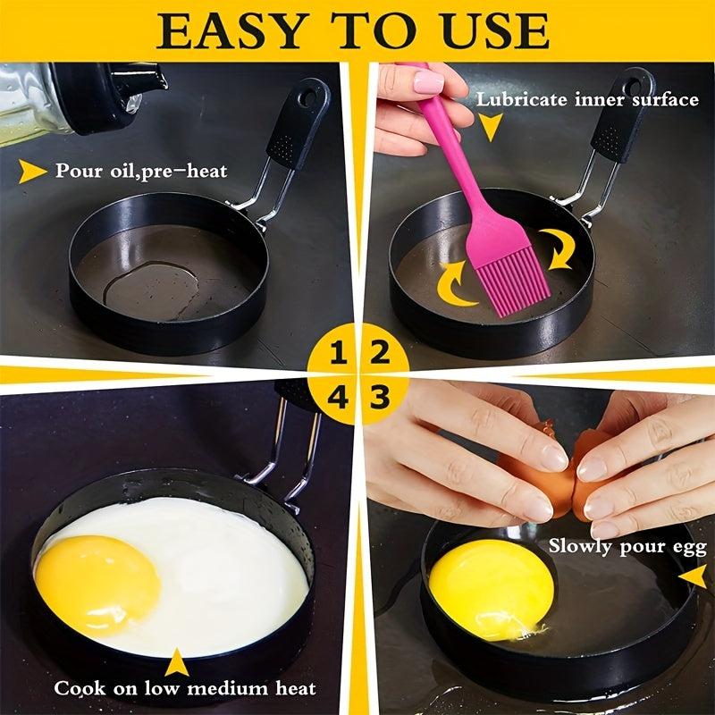 2pcs Stainless Steel Egg Rings Pancake Mold for Frying Eggs Omelet