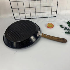 Nonstick 24 Cast Iron Skillet Round Steak Fry Pan Grill Pan For Gas Stove Top