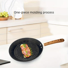 Nonstick 24 Cast Iron Skillet Round Steak Fry Pan Grill Pan For Gas Stove Top