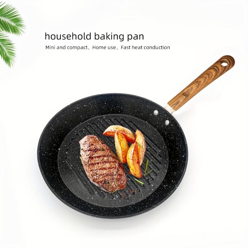 Nonstick 24 Cast Iron Skillet Round Steak Fry Pan Grill Pan For Gas Stove Top