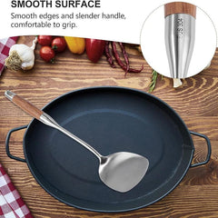 Stainless Steel Wok Spatula Soup Ladle Wooden Handle Kitchen Utensils