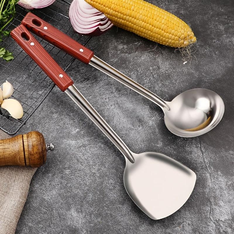 1pc Stainless Steel Cooking Utensils Kitchen Spoon Spatula Shovel Colander