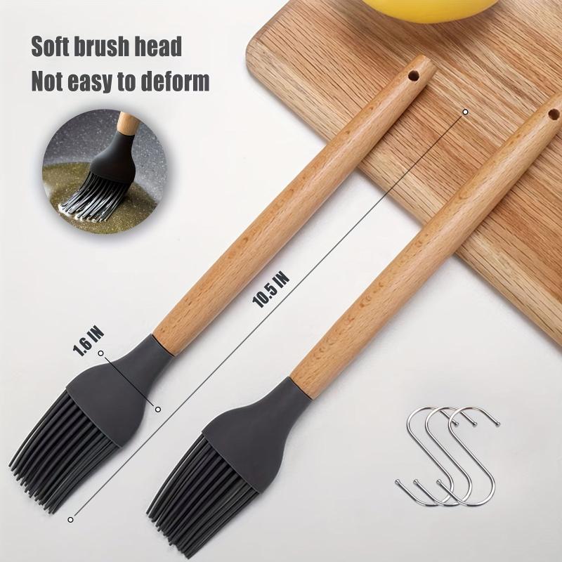 Silicone Applicator Brush Wooden Handle Heat Resistant Pastry Brush
