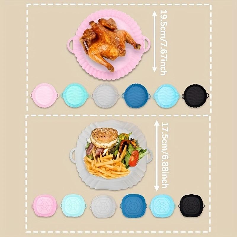 Silicone Air Fryer Basket Oven Mold Pizza Chicken Square Round Pan Liner