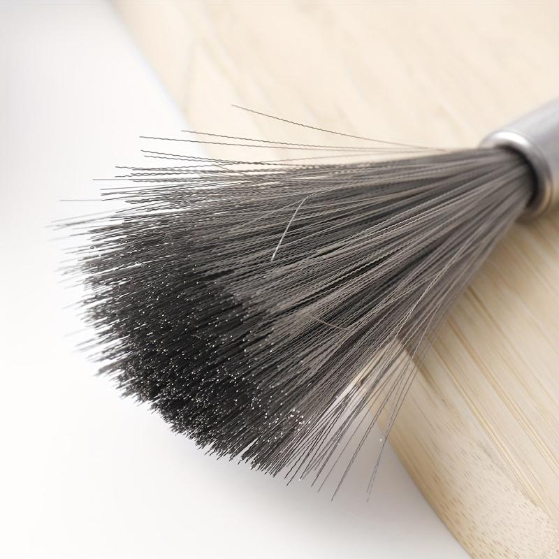 Stainless Steel Kitchen Scrub Brush with Handle, Dish Scrubber Pot Brush