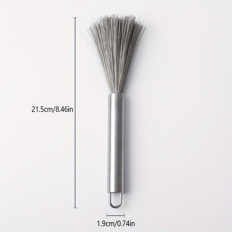 Stainless Steel Kitchen Scrub Brush with Handle, Dish Scrubber Pot Brush