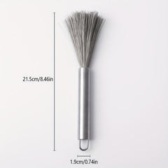 Stainless Steel Kitchen Scrub Brush with Handle, Dish Scrubber Pot Brush