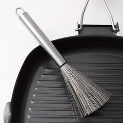 Stainless Steel Kitchen Scrub Brush with Handle, Dish Scrubber Pot Brush
