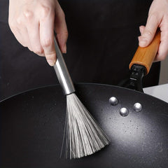 Stainless Steel Kitchen Scrub Brush with Handle, Dish Scrubber Pot Brush