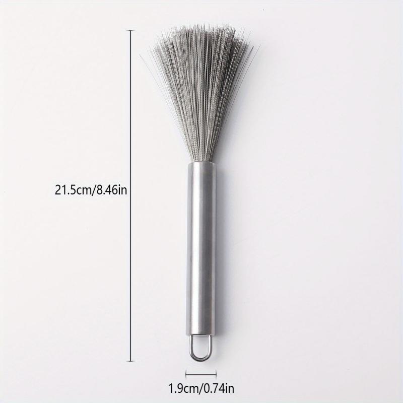 Stainless Steel Kitchen Scrub Brush with Handle, Dish Scrubber Pot Brush