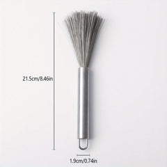 Stainless Steel Kitchen Scrub Brush with Handle, Dish Scrubber Pot Brush