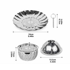Stainless Steel Vegetable Steamer Basket Fits Various Pot Sizes 6-10.5 Inches