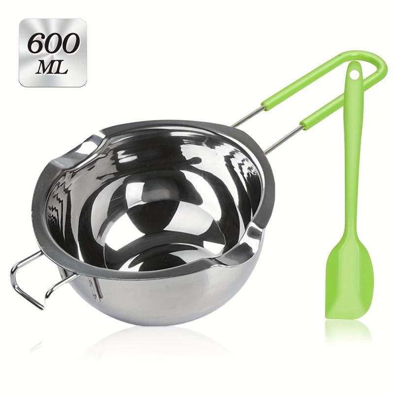 Stainless Steel Double Boiler Pot 600ml with Silicone Spatula