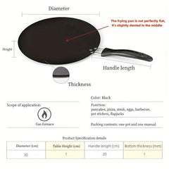 Non Stick Cast Iron Grill Pan with Handle for Pizza Pancake Pie