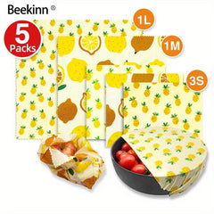 5pcs Beeswax Food Wraps Eco Friendly Reusable Bowl Covers