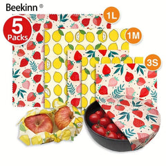 5pcs Beeswax Food Wraps Eco Friendly Reusable Bowl Covers