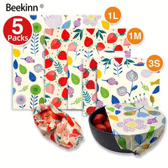 5pcs Beeswax Food Wraps Eco Friendly Reusable Bowl Covers