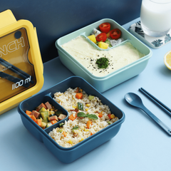 Microwave Lunch Box With Spoon & Chopsticks Food Storage Container Bento Box