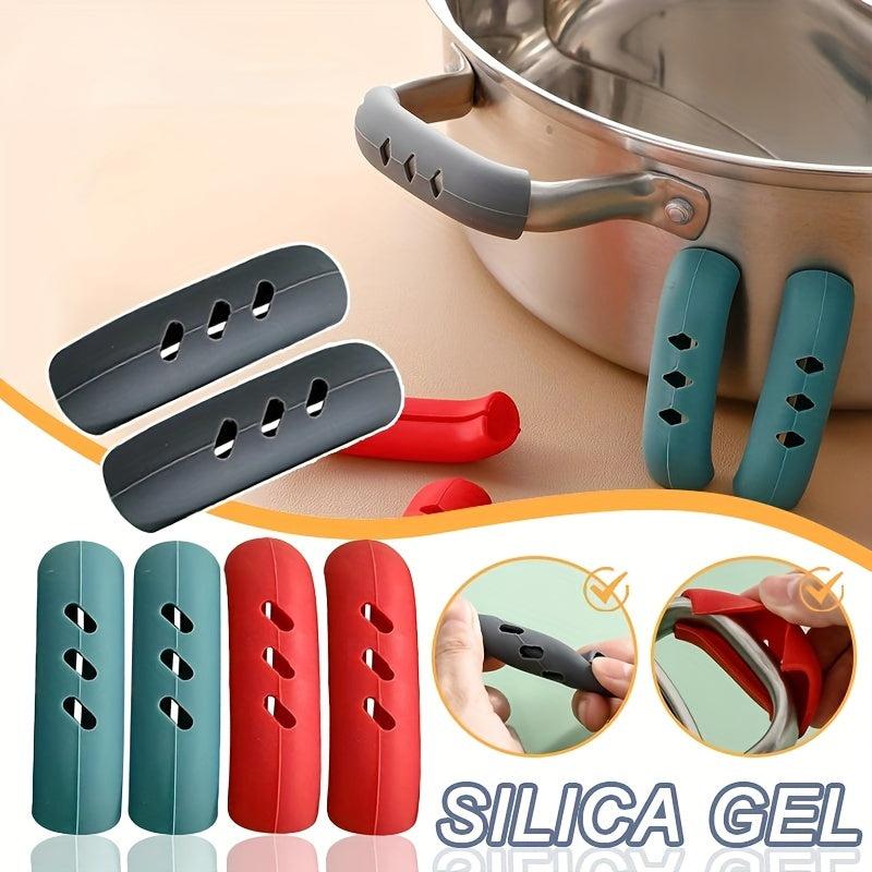 2pcs Silicone Pot Handle Covers Heat Insulation Anti Slip Handle Brackets