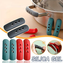 2pcs Silicone Pot Handle Covers Heat Insulation Anti Slip Handle Brackets