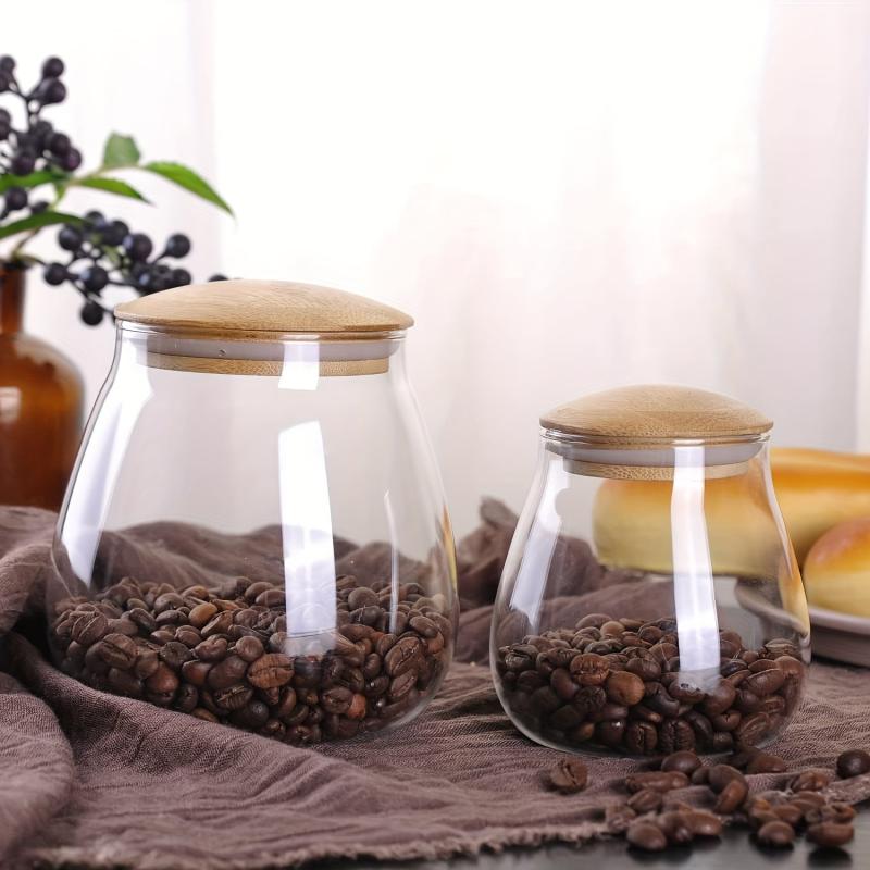 Modern Clear Glass Jar with Bamboo Lid for Kitchen Storage