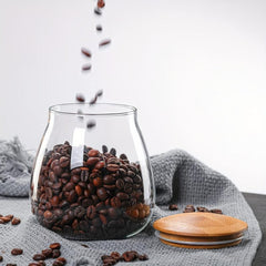 Modern Clear Glass Jar with Bamboo Lid for Kitchen Storage