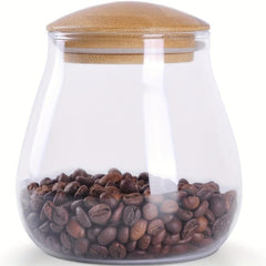Modern Clear Glass Jar with Bamboo Lid for Kitchen Storage