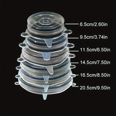 6pcs Silicone Stretch Lids Reusable Food Bowl Covers