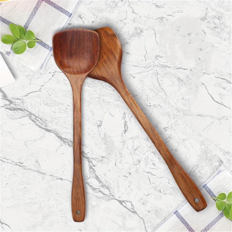 Wooden Spatula Heavy Duty Stir Turner Cooking Pot Teak Wooden Spoon