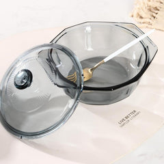 1000ml Gray Glass Pot w/ Double Handle for Soups, Stews