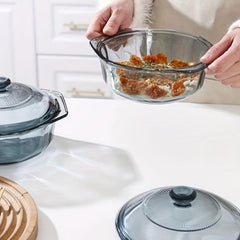 1000ml Gray Glass Pot w/ Double Handle for Soups, Stews