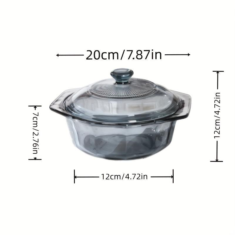 1000ml Gray Glass Pot w/ Double Handle for Soups, Stews