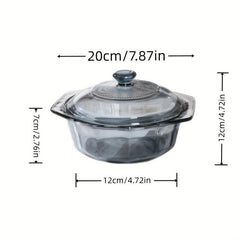 1000ml Gray Glass Pot w/ Double Handle for Soups, Stews