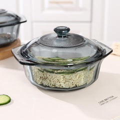1000ml Gray Glass Pot w/ Double Handle for Soups, Stews