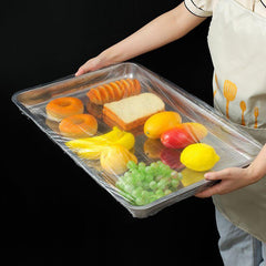 100 pack Disposable Plastic Wrap Covers for Universal Bowl and Plate Coverage