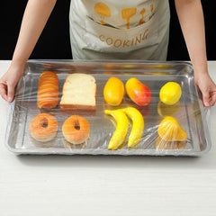 100 pack Disposable Plastic Wrap Covers for Universal Bowl and Plate Coverage