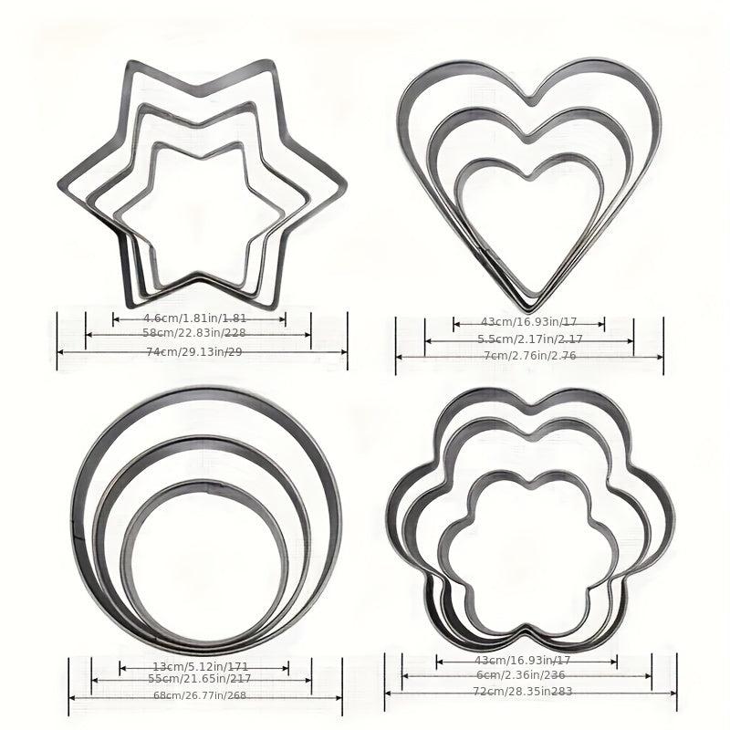 12pcs Stainless Steel Cookie Cutters Set DIY Baking Tool